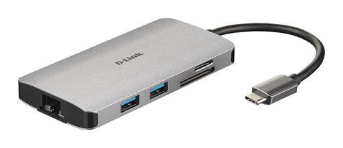 D-LINK DUB-M810 HUB USB-C 8-IN-1 CON HDMImETHERNET LETTORE CARD E POWER DELIVERY 60W USCITE: HDMI x1, Ethernet x1, USB 3.0 x3, USB-C x1, SD x1, TF x1, HDMI FINO A 4K, PLUG AND PLAY